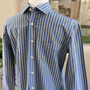 Boden Architect Shirt - Blue with Yellow Pin Stripes, Size S